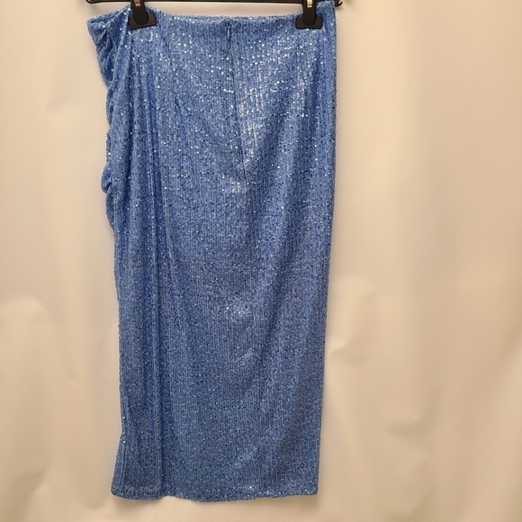 ZARA SEQUIN MIDI SKIRT BLUE SIZE| 7969/051/400 - Picture 9 of 10